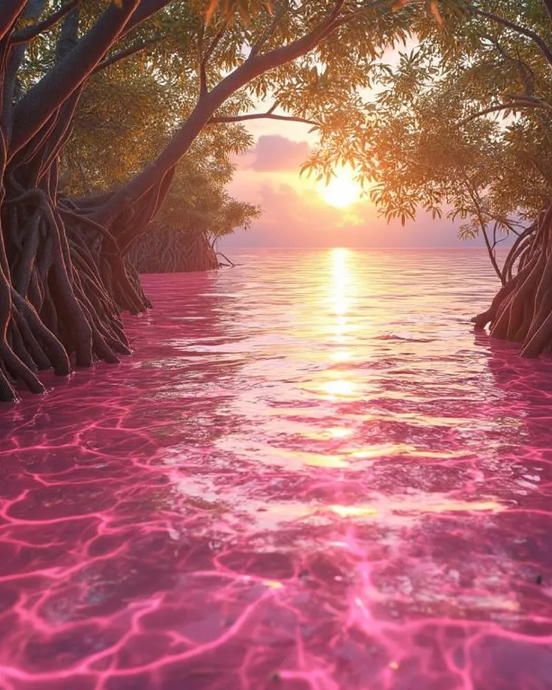 Les mystères des mangroves : pourquoi les eaux de Martinique et de Guadeloupe prennent-elles une teinte rosée ?